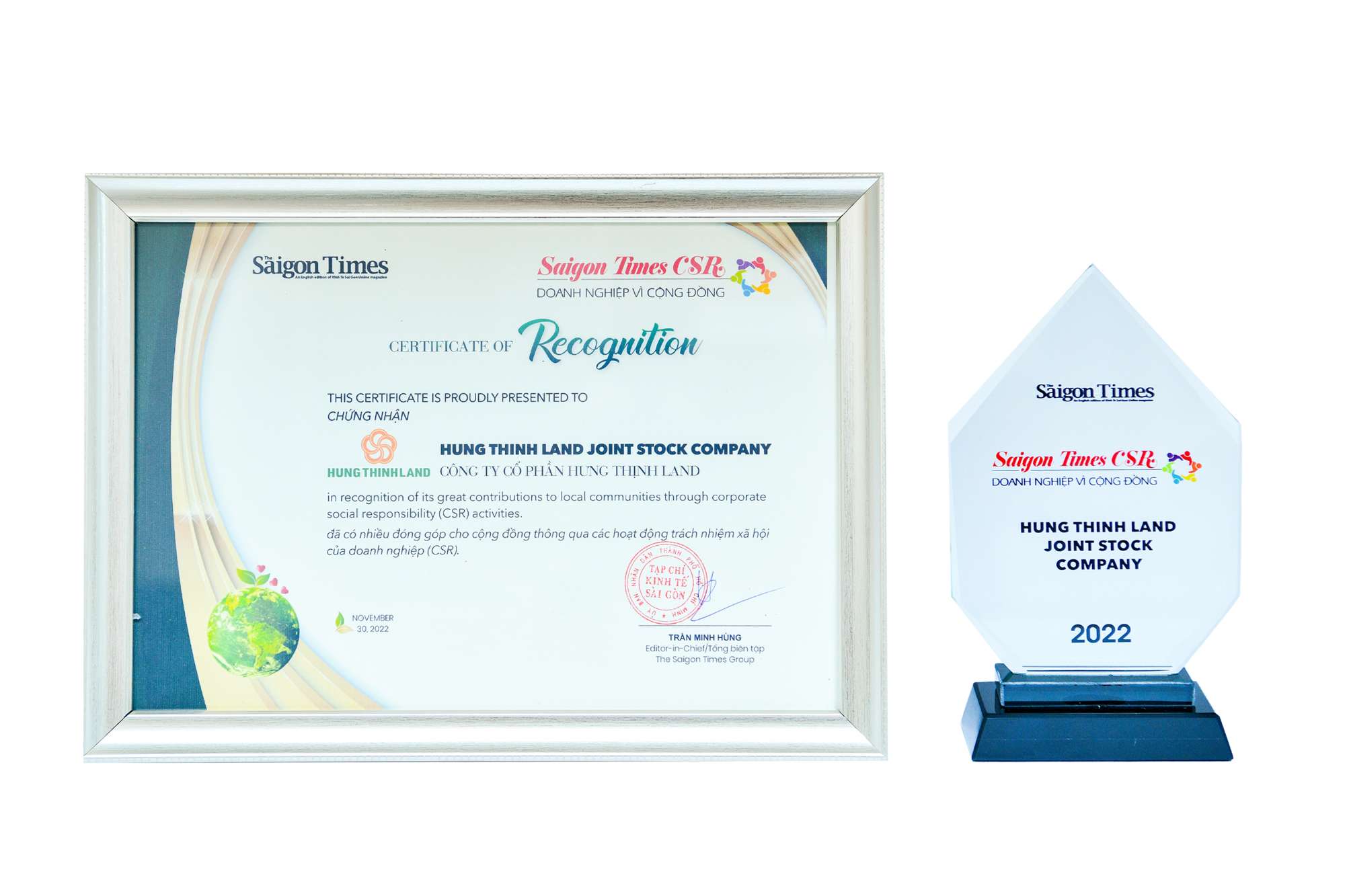 HƯNG THỊNH LAND NĂM THỨ HAI LIÊN TIẾP NHẬN GIẢI THƯỞNG “DOANH NGHIỆP VÌ CỘNG ĐỒNG”